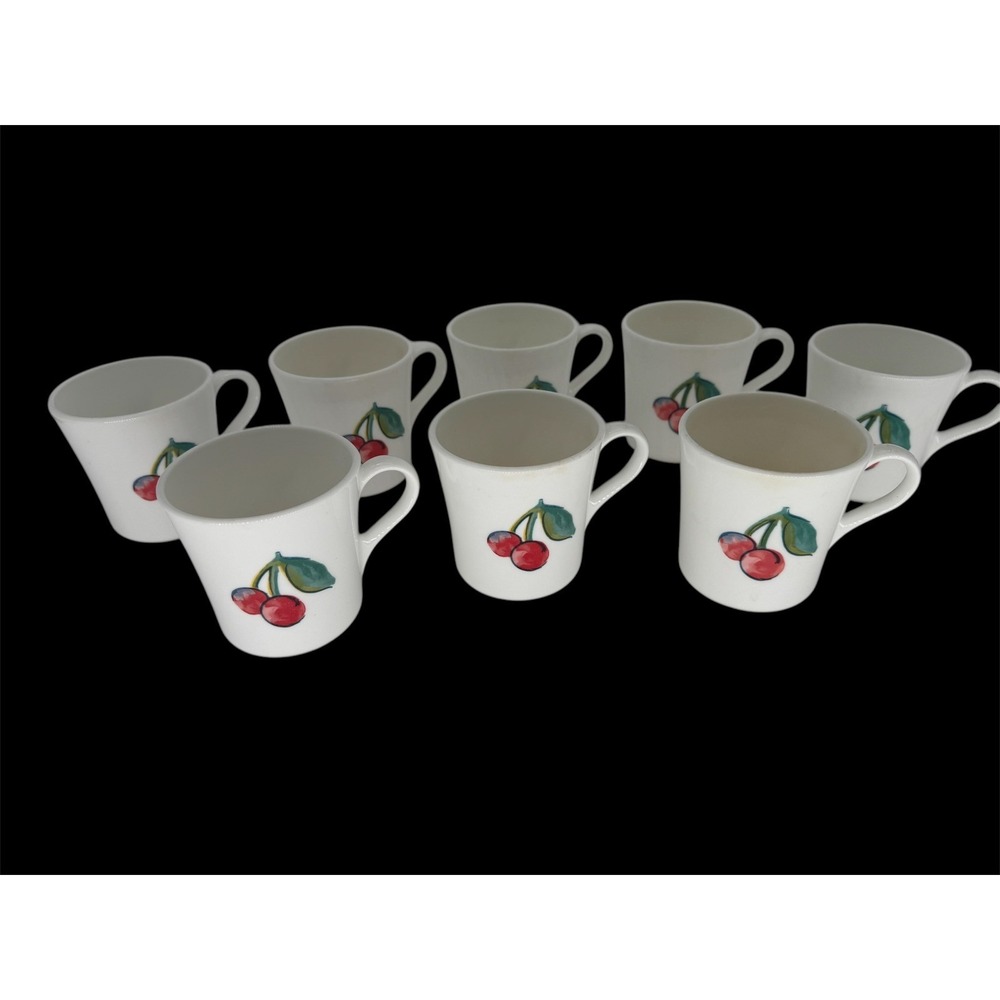 SET OF 8-Corning Ware Corelle FRUIT BASKET Coffee Mugs Cups CHERRY APPLE